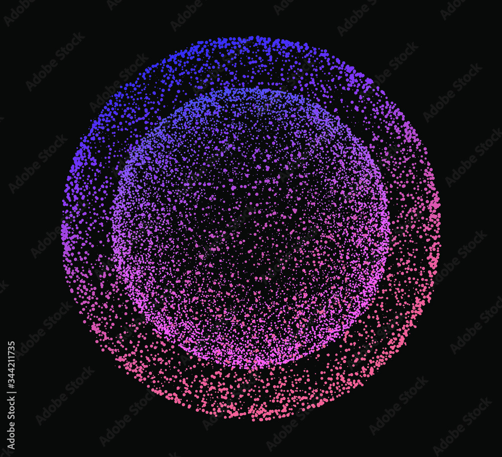 Aufkleber Dotted sphere made of particles. Cover or poster for high tech systems: Artificial Intelligence, Deep Learning, Neural networks.