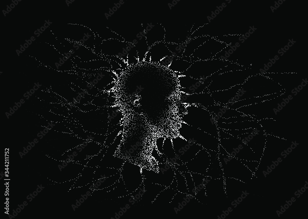 Poster silhouette of a human profile with wires going outside the head like the neural networks, axons and 