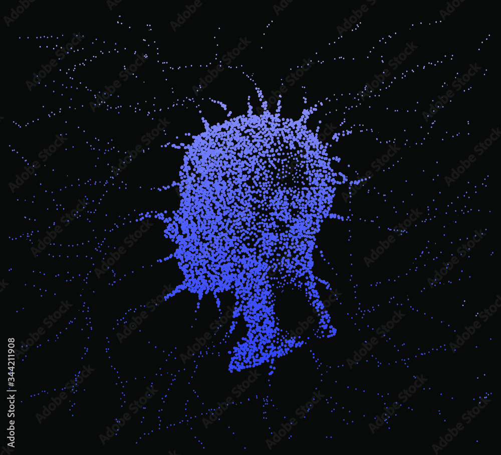 Poster Silhouette of a human profile with wires going outside the head like the neural networks, axons and dendrites. The subject of mind, mental powers and Artificial intelligence.