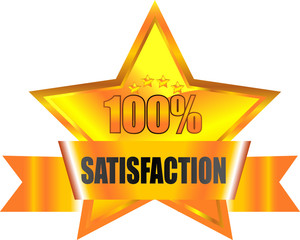 100% Satisfaction gold star label