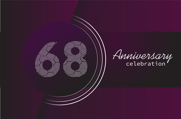 68 years anniversary celebration logo vector template design 