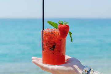 Mojito and the Mediterranean Sea on the background
