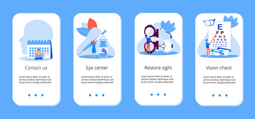 Medical ophthalmologist concept vector. Eyesight check up with tiny people character concept for apps, banner, flyer, card