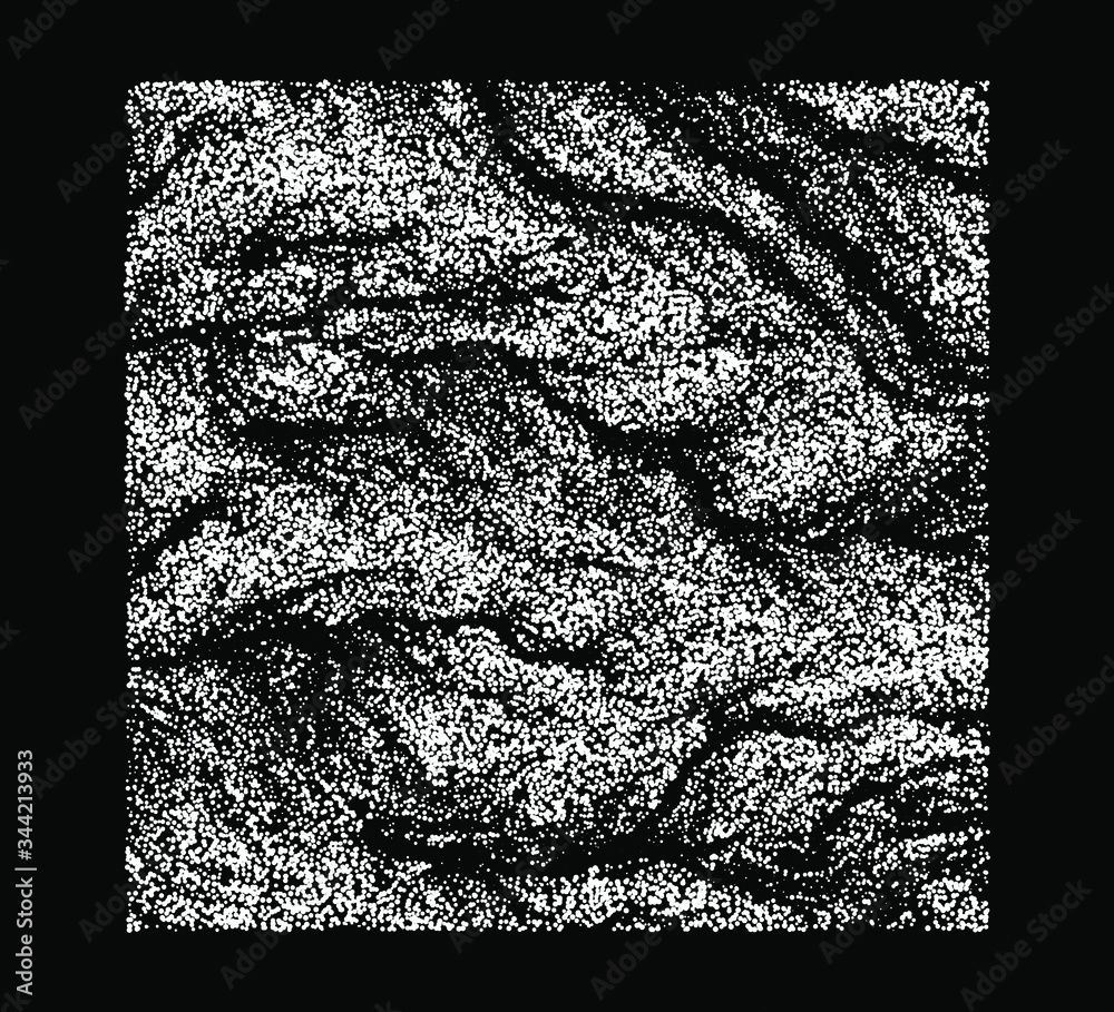 Poster Dotted surface made with Generative art algorithm - Perlin gradient simplex noise for texture synthesis. Isotropic continuous texture.