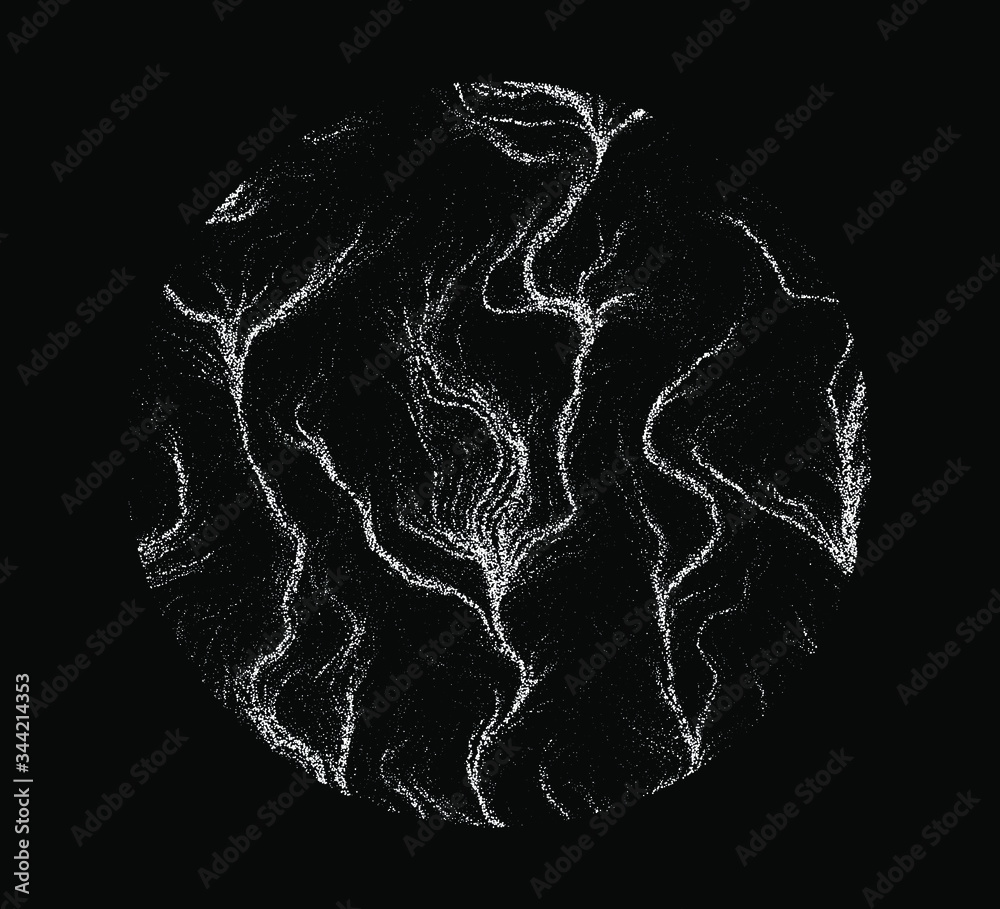 Fototapete Dotted sphere made with Generative art algorithm - Perlin gradient simplex noise for texture synthesis. Conceptual image of high tech systems: Artificial Intelligence, Deep Learning, Neural networks.