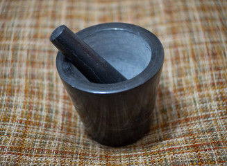 Black and Gray Colored Marble Mortar