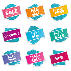 sales label set - sale reduction promotion stickers - isolated design elements - special offer - flash sale - best price