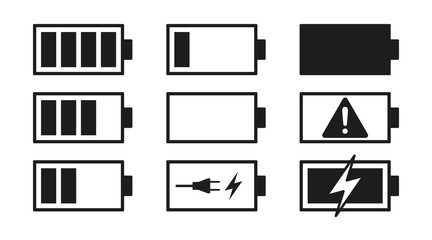 Battery and battery icon set