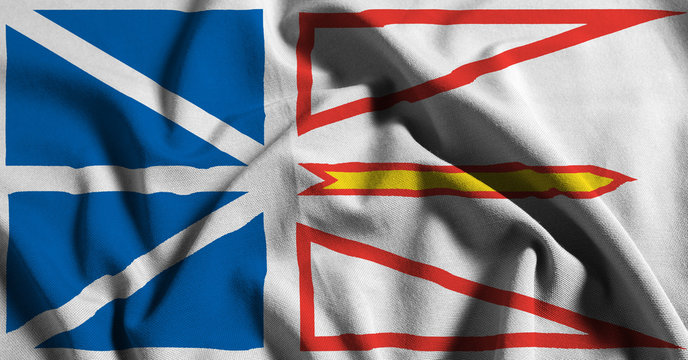 Flag of new foundland labrador, USA with waving fabric texture	