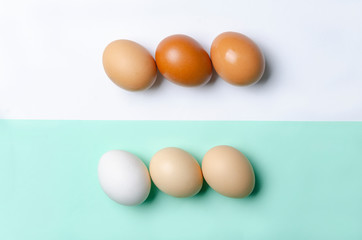 eggs on white and green ground