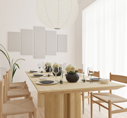 mock up canvas in modern contemporary dining room