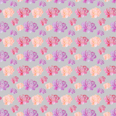 Naklejka premium watercolor, spring pattern consisting pionis and green branches