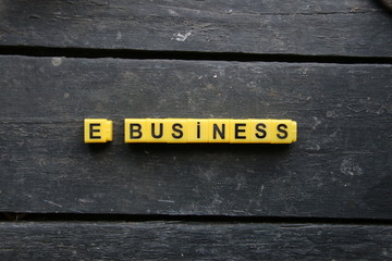 e business concept, inscription of yellow cubes.