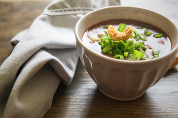 Bean broth. Traditional Brazilian food. Photo taken with selective focus.