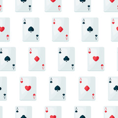 Seamless pattern with four aces playing cards suit.