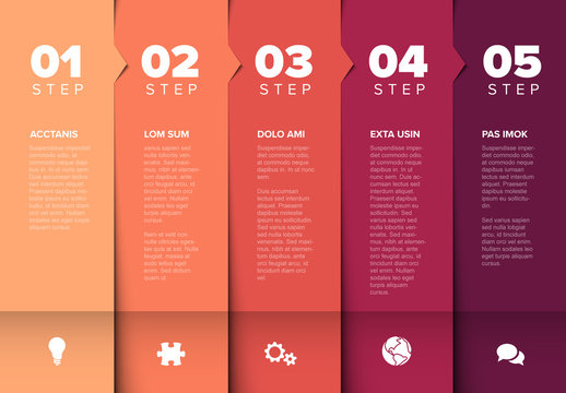 5 Steps Progress Stripped Page Layout