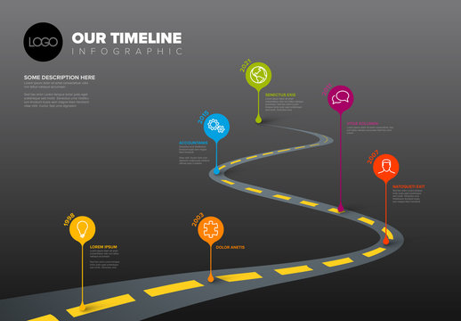 Infographic Road Timeline Layout with Pointers