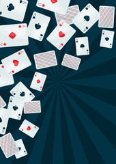 Background with four aces playing cards suit.