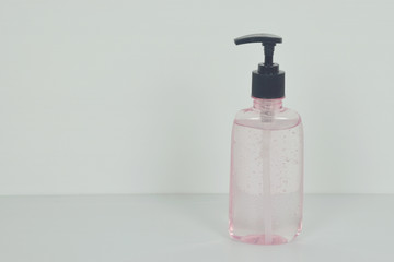 Top view of Alcohol Hand Gel bottle for hygiene coronavirus (Covid-19) protection on white background. 