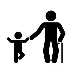 Pictogram that represents the grandfather and grandson. Different stages of human life.