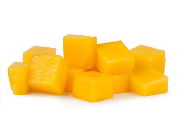 Mango cubes shape isolated white background