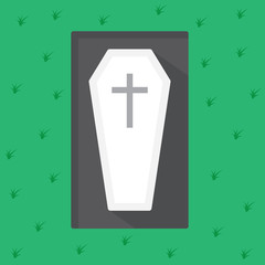 coffin in the grave- vector illustration