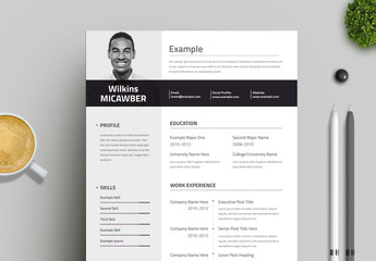 Resume and Cover Letter Layout Set with Dark Gray Header Element