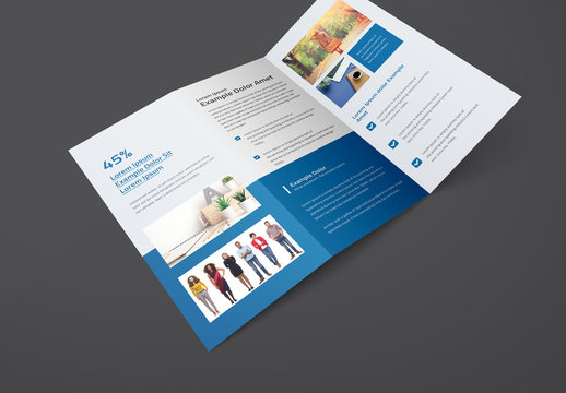 Trifold Business Brochure Layout with Blue Accent