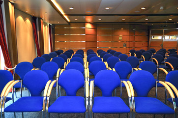 Conference center or auditorium on classic cruiseship or cruise ship liner