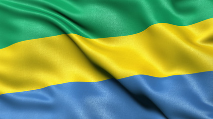 3D illustration of the flag of Gabon waving in the wind.