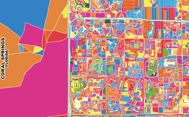 Coral Springs, Florida, USA, colorful vector map