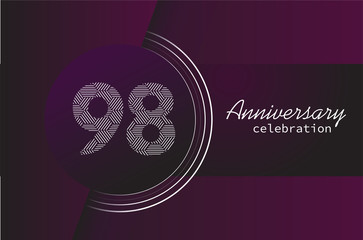 98 years anniversary celebration logo vector template design 