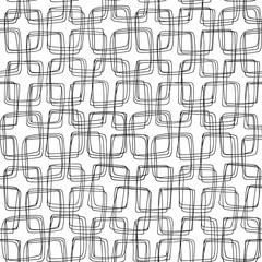 Hand Drawn doodle squares Seamless pattern. Vintage abstract background from frames