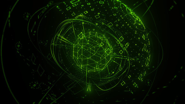 3d render concept of artificial intelligence. Technology background. Wireframes, particles.....