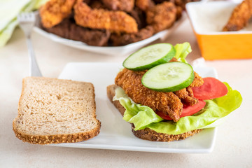 sandwich with homemade chicken strips