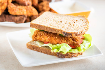 sandwich with homemade chicken strips