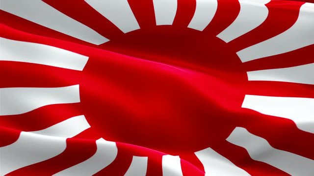 Japan Army waving flag. National 3d Imperial Japanese Army flag waving. Sign of Japan Army military seamless loop animation. Imperial Japanese Army flag HD resolution Background. Japan flag Closeup 10
