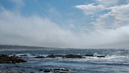 coast, fog and ocean along california