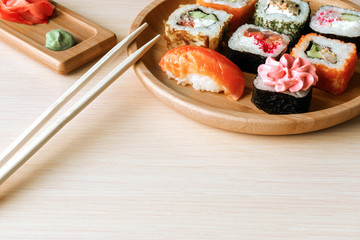 tasting roll set served on a wooden plate