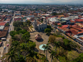 Beautiful aerial view of the empty streets  of Heredia - Costa Rica due to the corona virus...