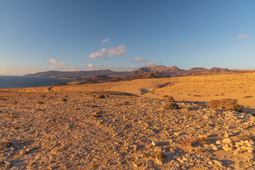 desert island panorama of Fuerteventura canary archipelago