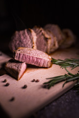 meat on a wooden board