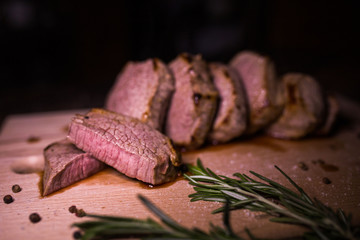 grilled beef steak with herbs