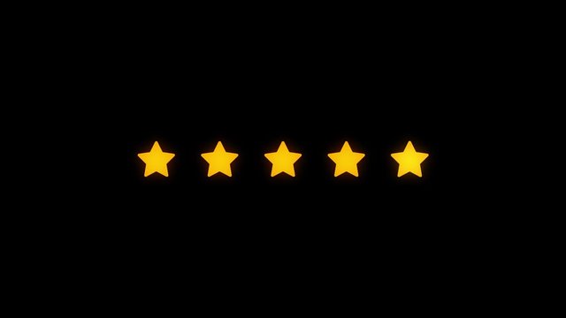 Rated five stars and five hearts animation. Transparent background