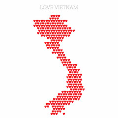 Vietnam country map made from love heart halftone pattern