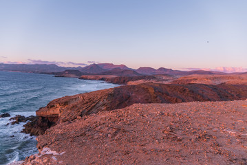 sunset desert island of Fuerteventura canary archipelago