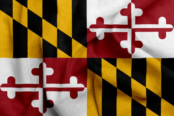 Flag of maryland, USA with waving fabric texture	