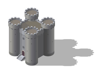 Vector isometric fantasy medieval castle. Game design fortress concept. © Stan