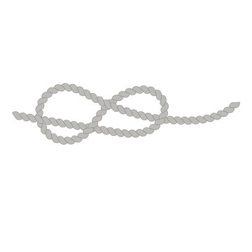 A knot of rope.Flat illustration.Sea knot.Twisted wire rope.Vector image