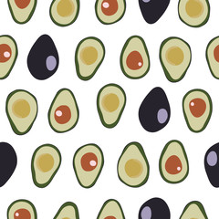 Avocado illustration isolated vector seamless pattern